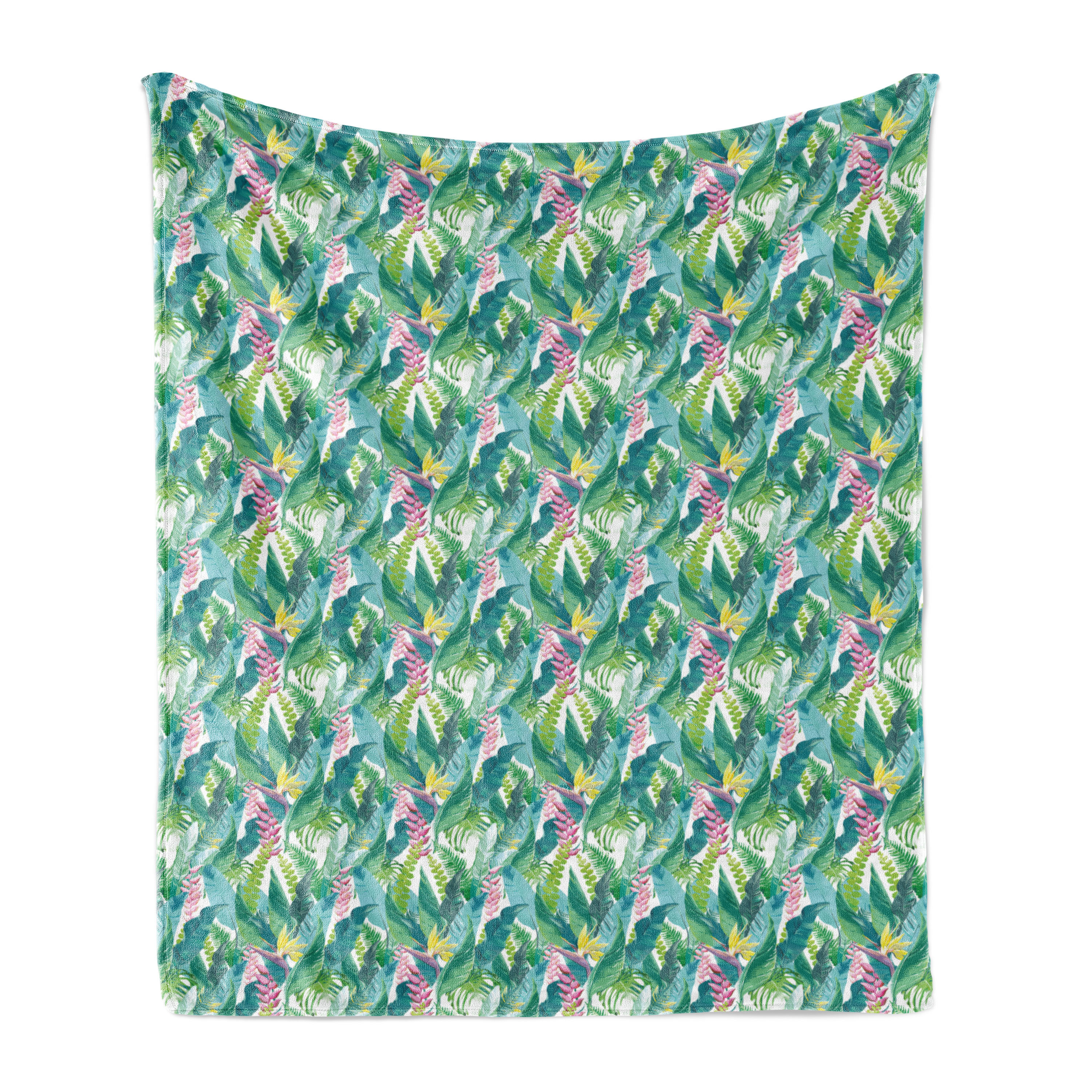 Jungle Throw Blanket - Paradisio Bloom (teal) Med by nouveau_bohemian - outlets Tropical Island Palm Leaf Rose Throw Blanket with Spoonflower Fabric